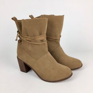Toms Mila Toffee Suede Leather Ankle Wrap Bootie 8.5